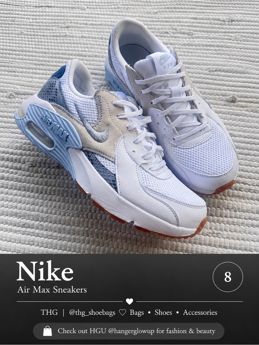 Nike Air Max Excee Premium IR1379-100 Sneakers White Blue Gum Women’s 8